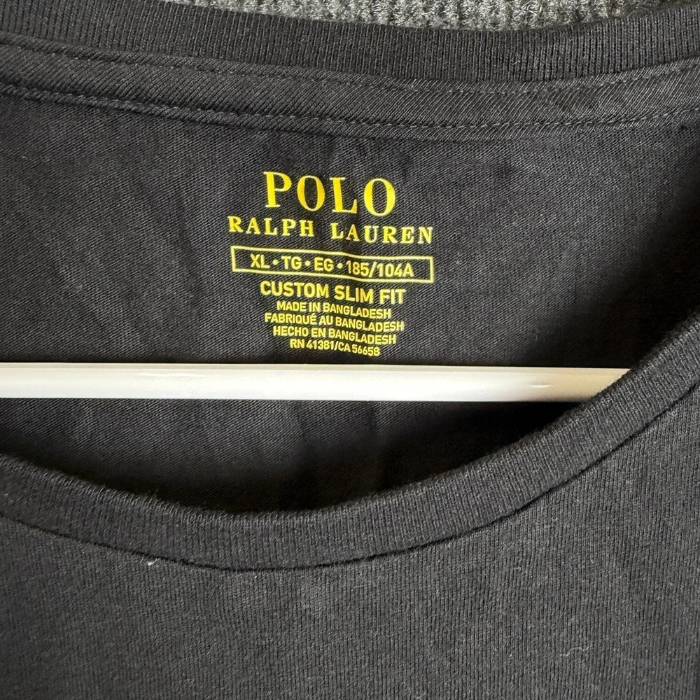 Polo Ralph Lauren T Shirt XL NWT Custom Slim Fit Solid Crew Neck Black Cotton